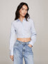 Фото #4 товара Tommy Jeans Open Back Cropped Fit Shirt in Blue Grey