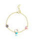 ფოტო #1 პროდუქტის Sanrio and Friends Womens 18kt Gold Plated Bracelet with Flower and Heart Charm Pendants, 6.5 + 1", Officially Licensed