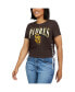 ფოტო #2 პროდუქტის Women's Brown San Diego Padres Side Lace-Up Cropped T-shirt