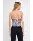 Women's Floral Ruched Strapless Top