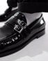 ASOS DESIGN loafers in black with wedge sole and buckle