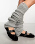 Фото #1 товара Damson Madder chunky knitted leg warmers in pale grey