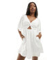 Фото #1 товара Abercrombie & Fitch twist bodice cut out dress in white