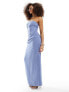 Фото #1 товара ASOS DESIGN linen bandeau maxi dress with pintuck detail in blue