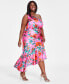 Фото #3 товара Plus Size Printed Asymmetric-Neck One-Shoulder Dress