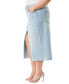 ფოტო #3 პროდუქტის Trendy Plus Size Denim Front-Slit Midi Skirt