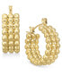 ფოტო #1 პროდუქტის 14k Gold-Plated Medium Triple-Row Beaded Hoop Earrings
