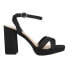 Nina Shelia Glitter Block Heels Ankle Strap Womens Black Dress Sandals SHELIA-Y