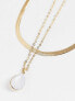 Фото #2 товара DesignB London multirow necklace with semi precious stone in gold tone