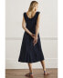 Фото #2 товара Boden Frill Neck Knit Linen-Bend Midi Dress Women's