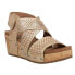 Фото #2 товара Corkys Guilty Pleasure Metallic Studded Wedge Strappy Womens Gold Casual Sandal