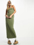 COLLUSION bandeau maxi dress in khaki