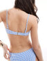 & Other Stories v-shape gingham bikini top in blue