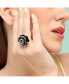 ფოტო #2 პროდუქტის Women's Black Embellished Rose Cocktail Ring