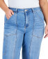 Фото #4 товара Trendy Plus Size Front Seam Straight-Leg Jeans