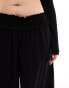 ASOS DESIGN Curve shirred waist wide leg trouser in black