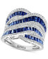 ფოტო #1 პროდუქტის EFFY® Sapphire (3-1/3 ct. t.w.) & Diamond (5/8 ct. t.w.) Swirl Statement Ring in 14k White Gold