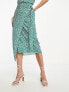 Style Cheat wrap midi skirt co-ord in green animal spot