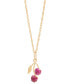 Фото #3 товара Macy's lab-Grown Ruby (5/8 ct. t.w.) Leaf Pendant On 18" Rope Chain in 10k Yellow Gold