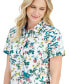 Фото #3 товара Women's Floral-Print Short-Sleeve Cotton Camp Shirt