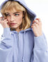 COLLUSION zip through boxy hoodie in blue