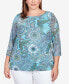 ფოტო #1 პროდუქტის Plus Size Hummingbird Ocean Garden Mesh Top