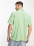 Sergio Tacchini Tano revere shirt in green and cream stripe