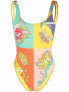 Versace 296886 Women Multicolor Crest print One-Piece Swimsuit, Size 2