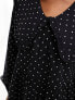 Фото #5 товара Monki long sleeve collar blouse in black and white polka dot print