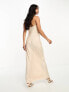 ASOS DESIGN bandeau contrast fabric slip maxi dress with corset detail in gold