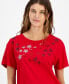 Фото #3 товара Women's Embellished-Star Short-Sleeve T-Shirt