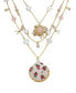 ფოტო #2 პროდუქტის Faux Stone Floral Shell Layered Necklace