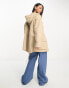 ASOS DESIGN oversized washed parka with cargo pockets in sand