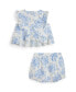 ფოტო #1 პროდუქტის Baby Girls Floral Slub Cotton Top Bloomer Set