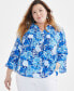 Фото #1 товара Plus Size Printed Pintuck Blouse, Created for Macy's