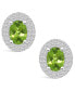 ფოტო #3 პროდუქტის Peridot (1-3/4 ct. t.w.) and Diamond (1/2 ct. t.w.) Halo Stud Earrings in 14K White Gold