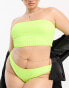 COLLUSION Plus textured high leg bikini bottom in neon yellow