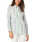 ფოტო #1 პროდუქტის Women's Striped Button-Up Tunic Linen Top