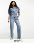 Фото #2 товара Miss Selfridge Petite denim boiler suit in blue wash