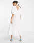 Pretty Lavish balloon sleeve smock midaxi dress in white