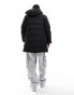 ONLY & SONS longline hood puffer jacket in black