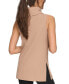 Women's Brushed Rib Sleeveless Turtleneck Tunic with Side Vents Top