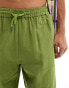 Native Youth straight leg linen mix trousers in khaki