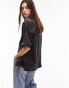 Фото #4 товара Topshop crinkle satin resort shirt in black