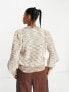 Pieces puff sleeve mixed yarn jumper in cream