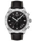 ფოტო #1 პროდუქტის Men's Swiss Chronograph PR 100 Sport Black Leather Strap Watch 44mm