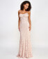 Juniors' Glitter Lace Bustier Gown with Appliques
