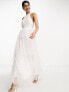 Фото #1 товара Vila Bridal halterneck tulle midi dress with tiered skirt in white