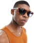 Quay slicked back round sunglasses in honey tort with blue polarised lens