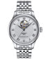 Men's Swiss Automatic Le Locle Powermatic 80 Open Heart Stainless Steel Bracelet Watch 39mm